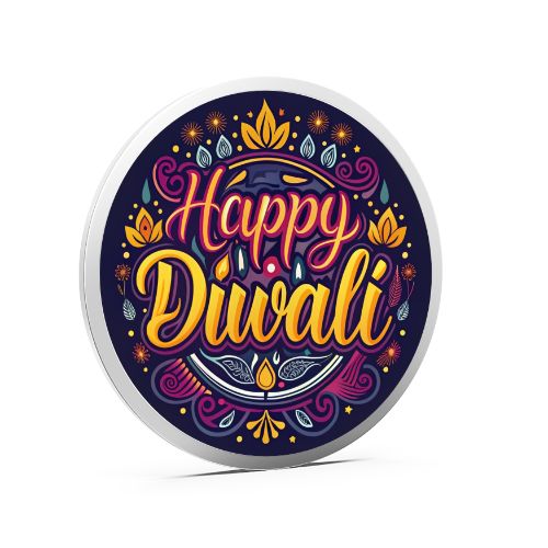 Happy Diwali Pure 999 Silver Color Coin