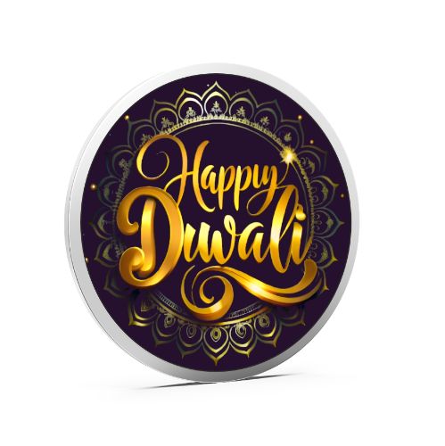 Happy Diwali Pure 999 Silver Color Coin