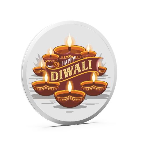Happy Diwali Pure 999 Silver Color Coin