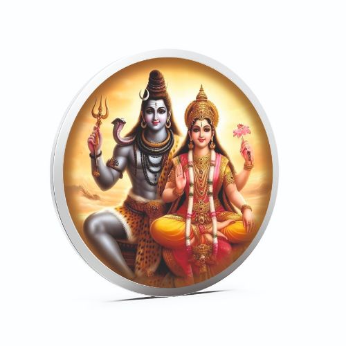Shiv Parvati Coloured 999 Pure Silver Coin
