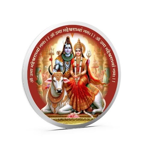 Shiv Parvati Coloured 999 Pure Silver Coin