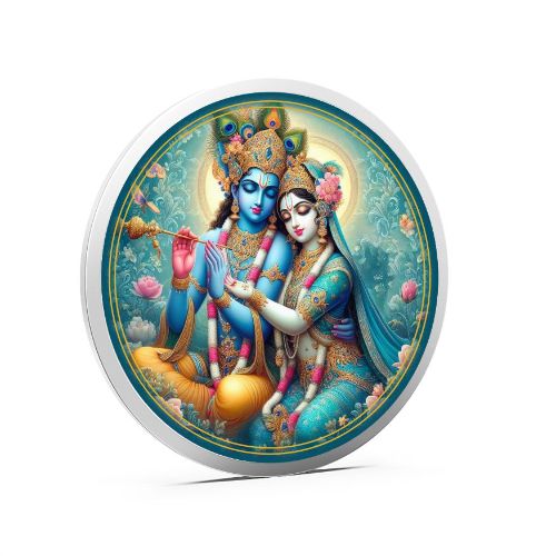 Radha-Krishna Coloured 999 Pure Silver Coin