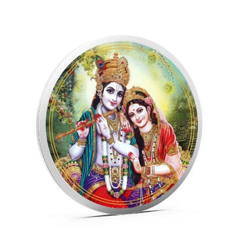 Radha-Krishna Coloured 999 Pure Silver Coin