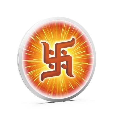 Swastik Pure 999 Silver Color Coin