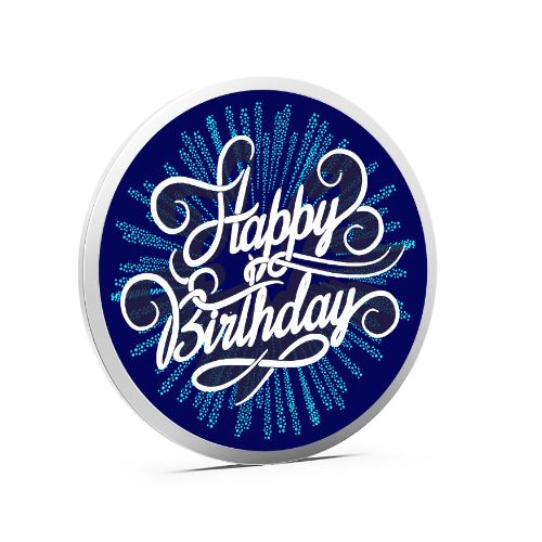 Happy Birthday Coloured 999 Pure Silver Coin