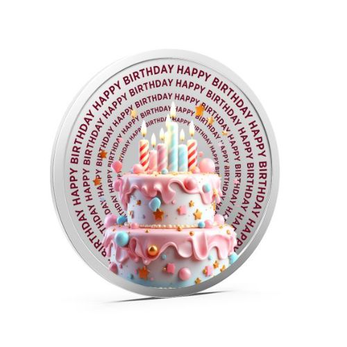 Happy Birthday Coloured 999 Pure Silver Coin